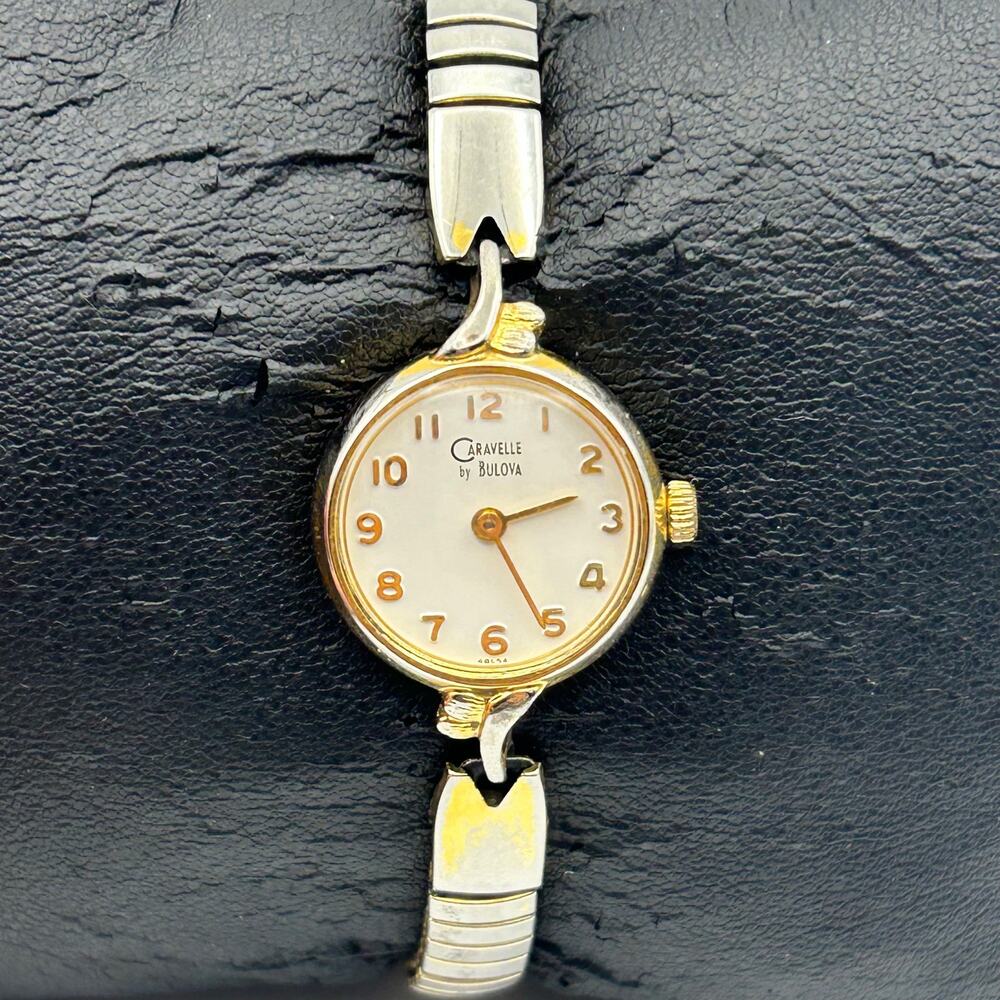 Vintage Caravelle by Bulova Two Tone Stretch Band Women’s Watch New Battery